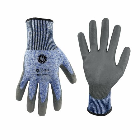 GE PU Dipped Gloves, 18 GA, Blue/Gray, 1 Pair, XL GG207XLC